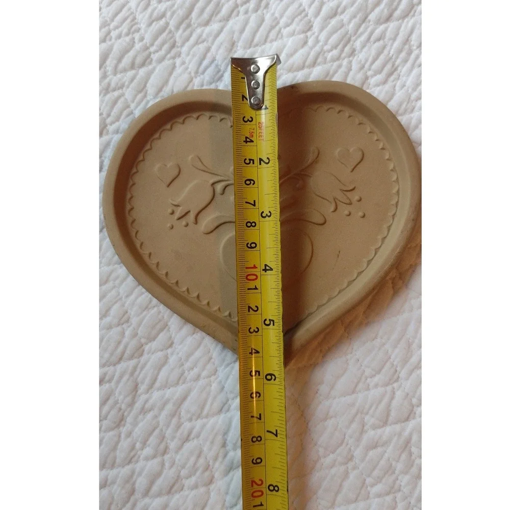 Vintage Brown Bag Cookie Art 1986 Heart Floral Tulip Stoneware Cookie Mold